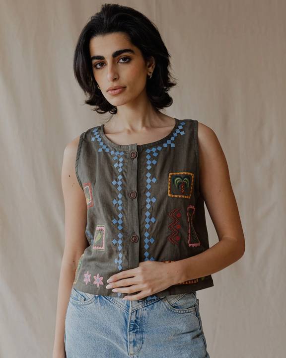 Tropical Threads Vest Olive