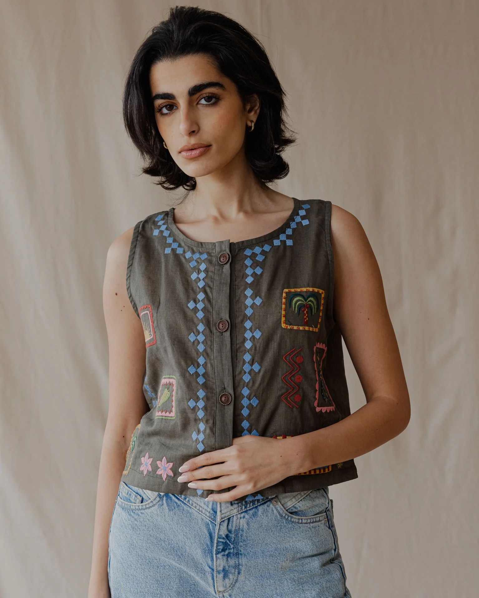 Tropical Threads Vest Olive