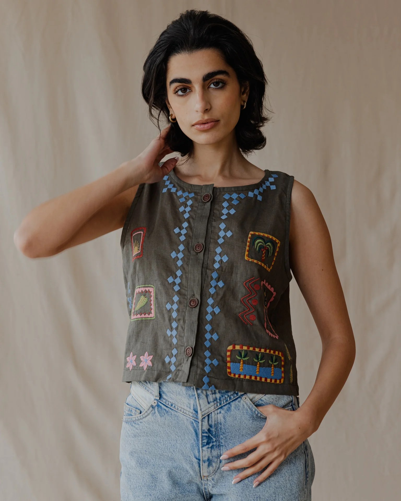 Tropical Threads Vest Olive