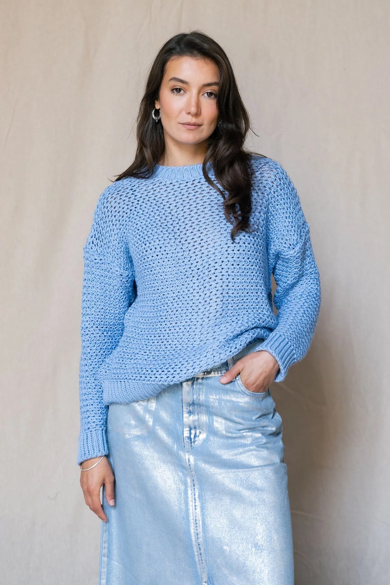 Knitted Sweater In Baby Blue