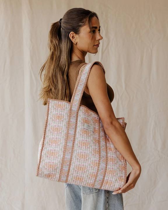 Folk Wing Quilted Tote Bag