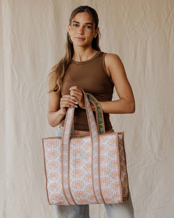 Folk Wing Quilted Tote Bag