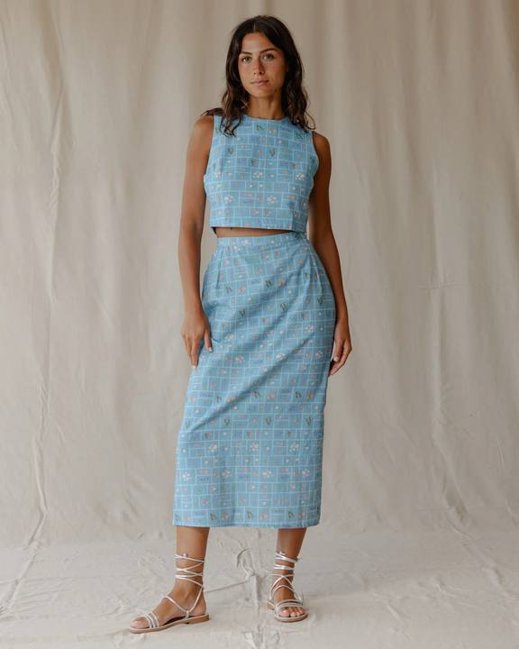 Summer Postcard Blue Skirt