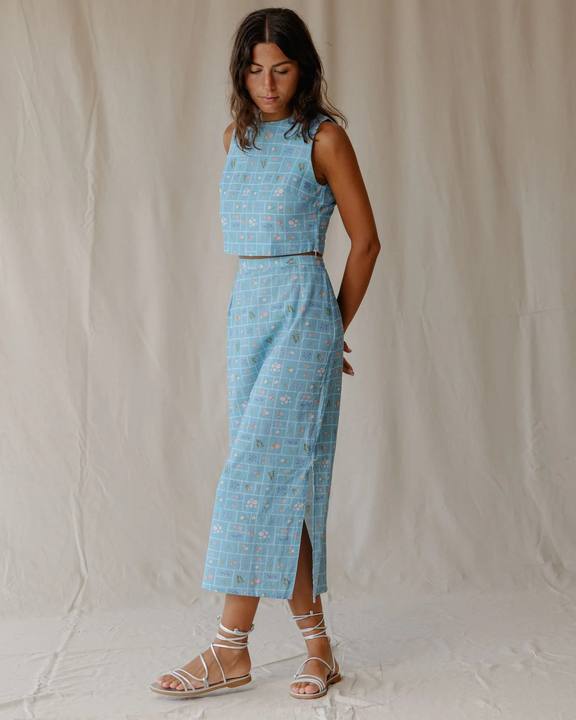 Summer Postcard Blue Skirt