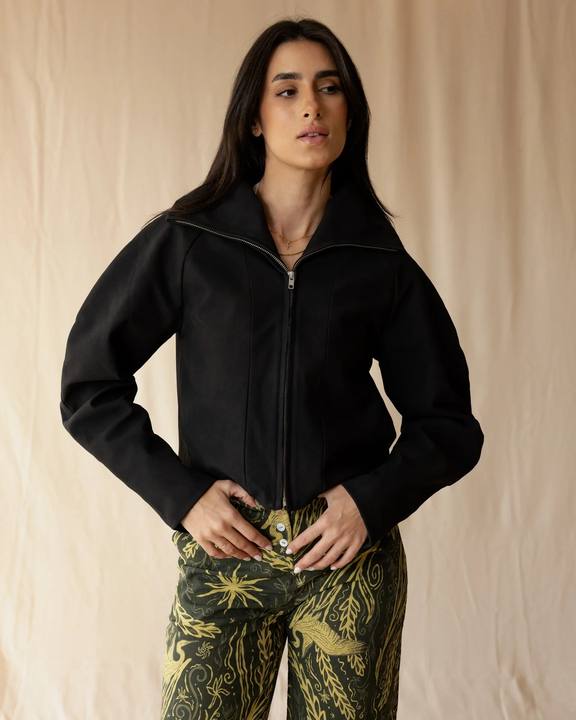 Black Suede Zip-Up Jacket