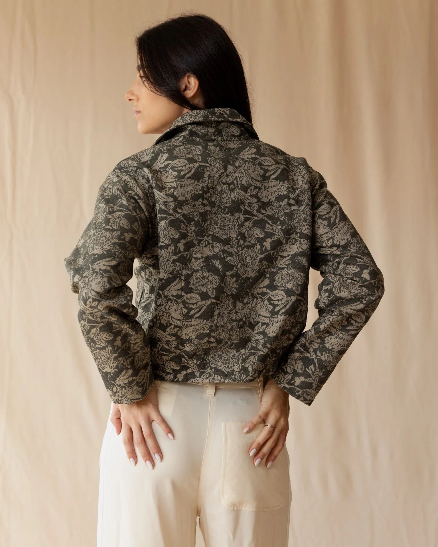 Olive Floral Jacquard Jacket