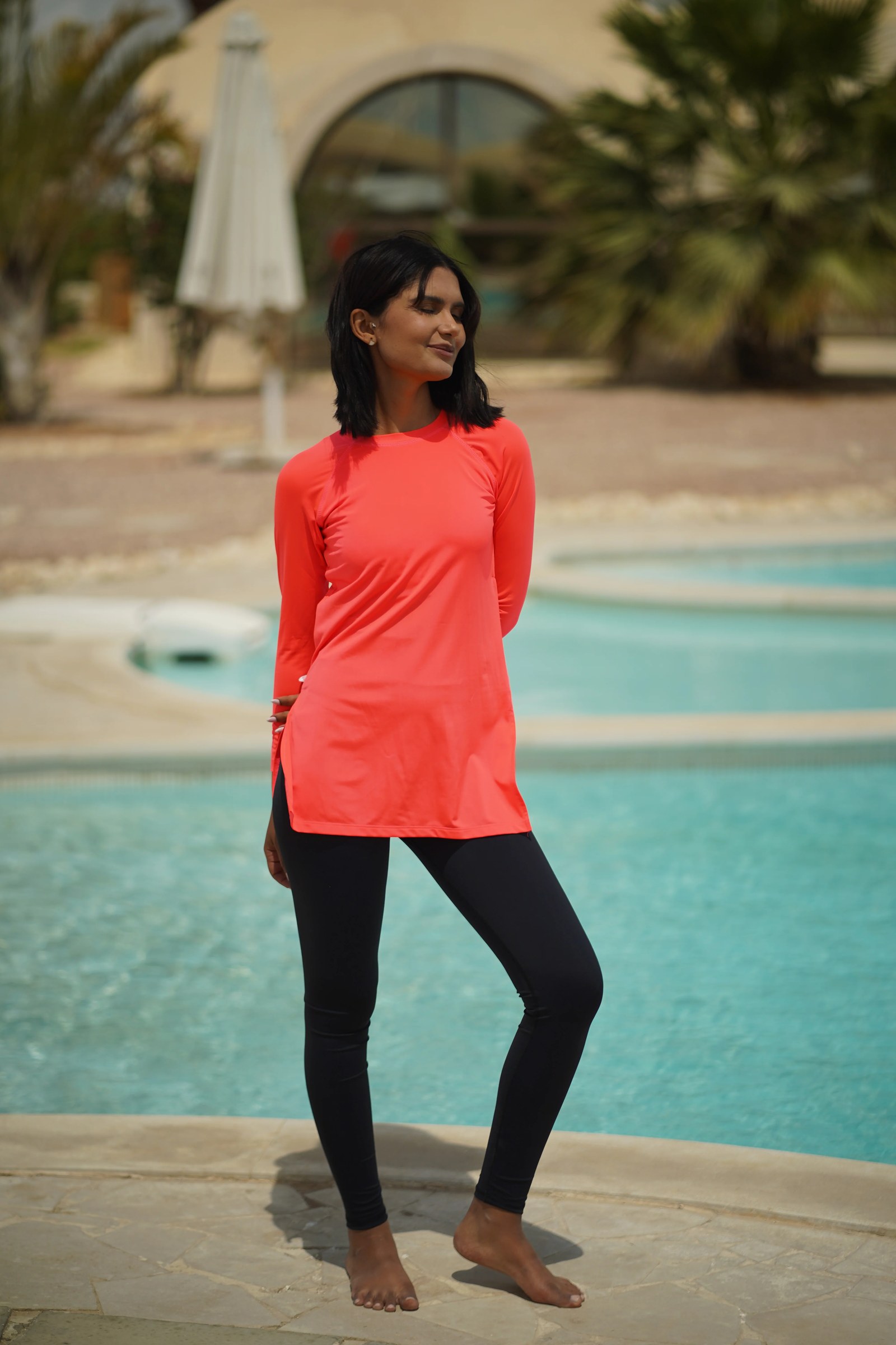 Neon watermelon Long Sleeve Basic Tee Rashguard