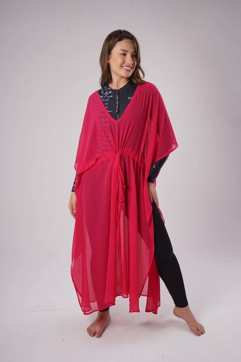 Hot Pink Chiffon Poncho