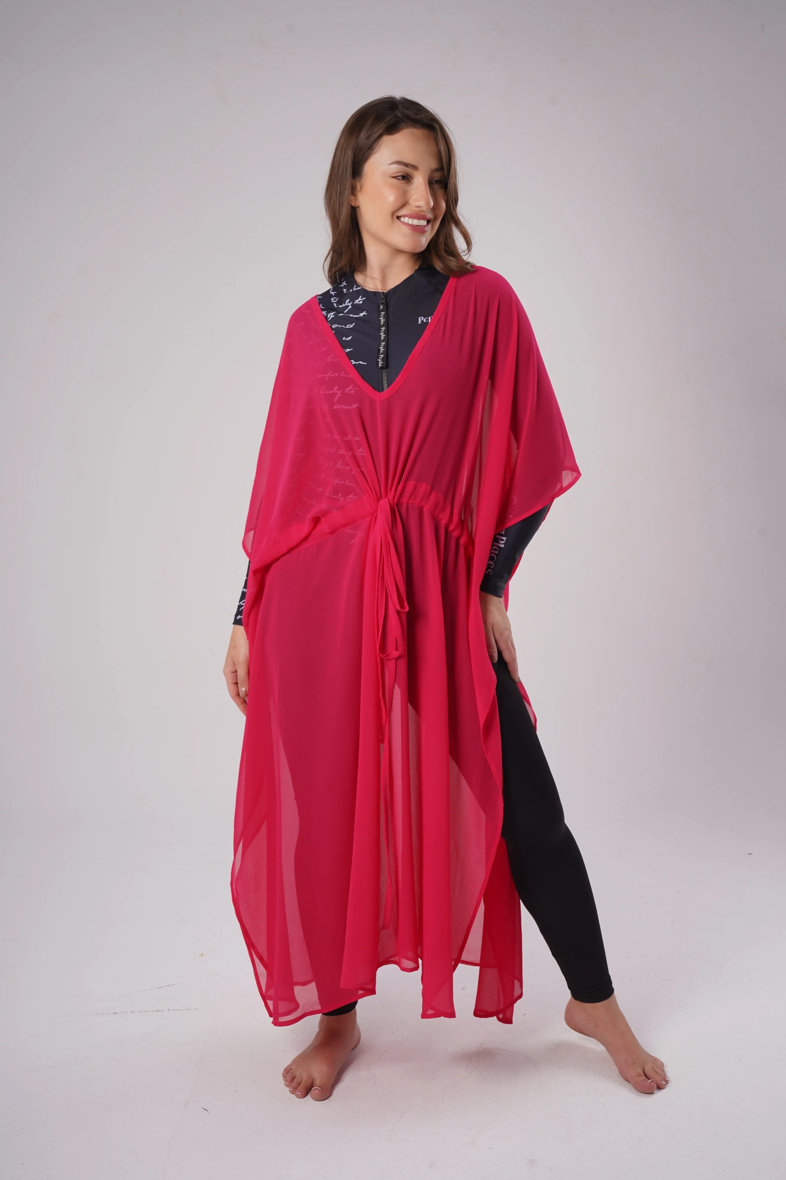 Hot Pink Chiffon Poncho