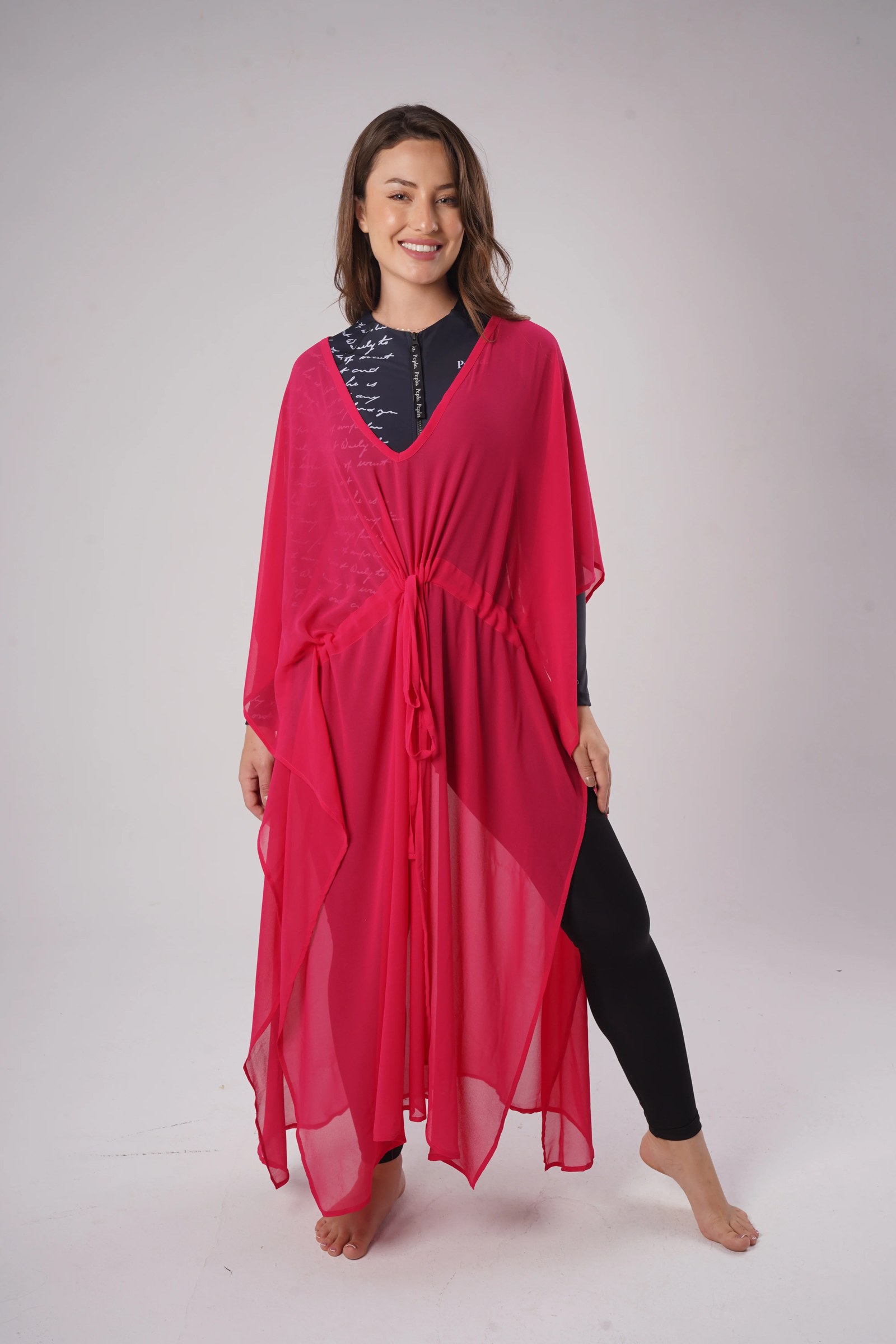 Hot Pink Chiffon Poncho
