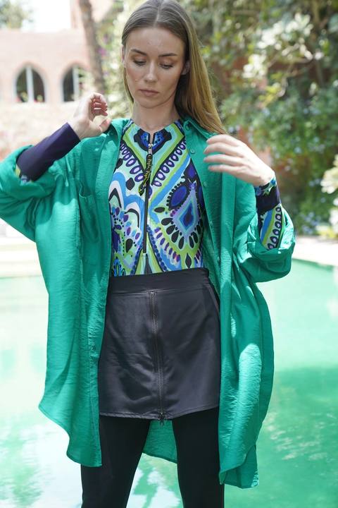 Green Linen Oversized Shirt
