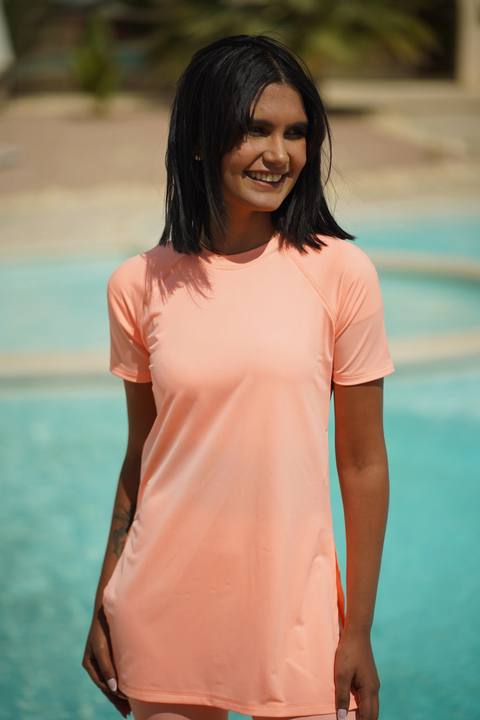 Peach Half  Sleeve Basic Tee Rashguard