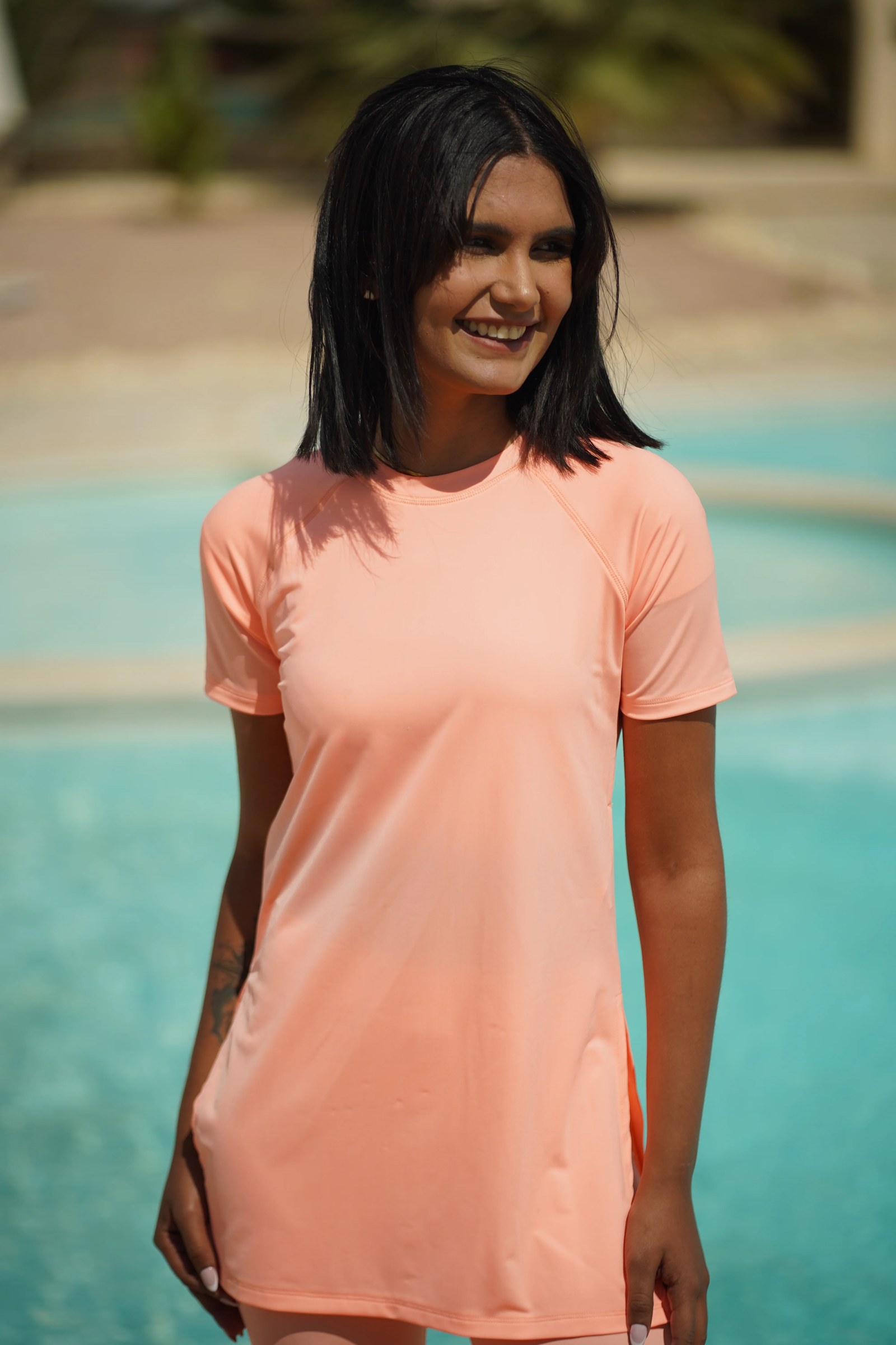 Peach Half  Sleeve Basic Tee Rashguard
