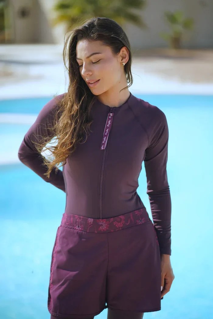 Burgundy Long Sleeve Bodysuit Rashguard