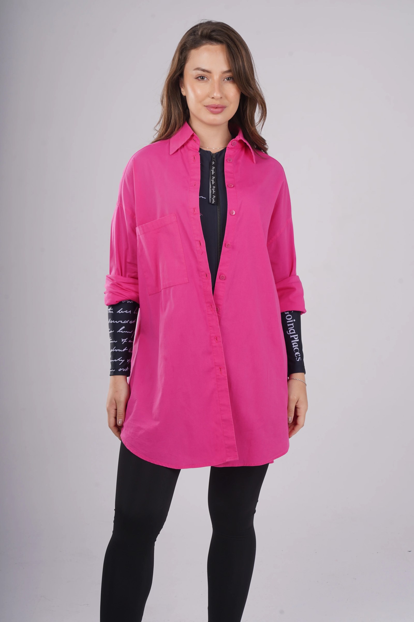 Hot pink oversized shirt