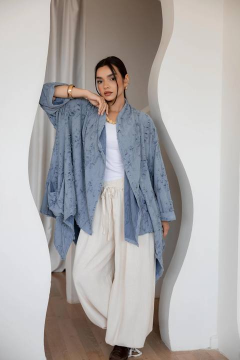High-Low Cardigan in blue