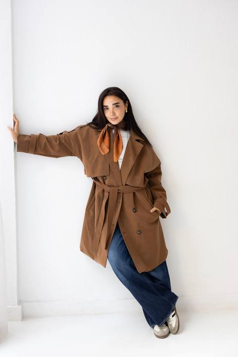 Long leather coat In brown