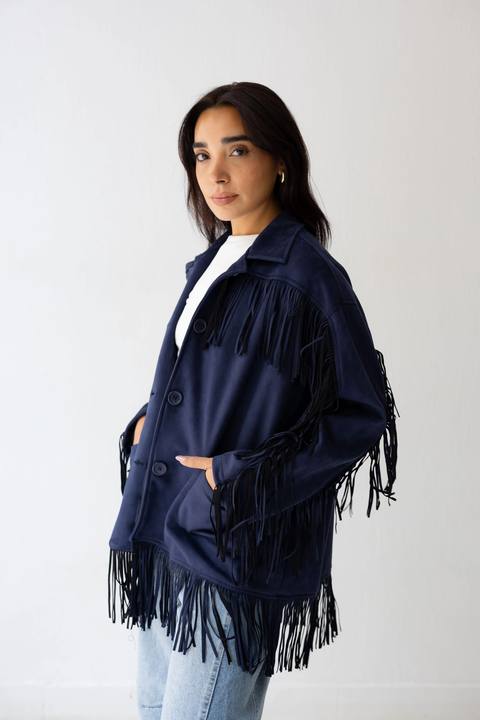 Fringy Tingy Jacket In blue