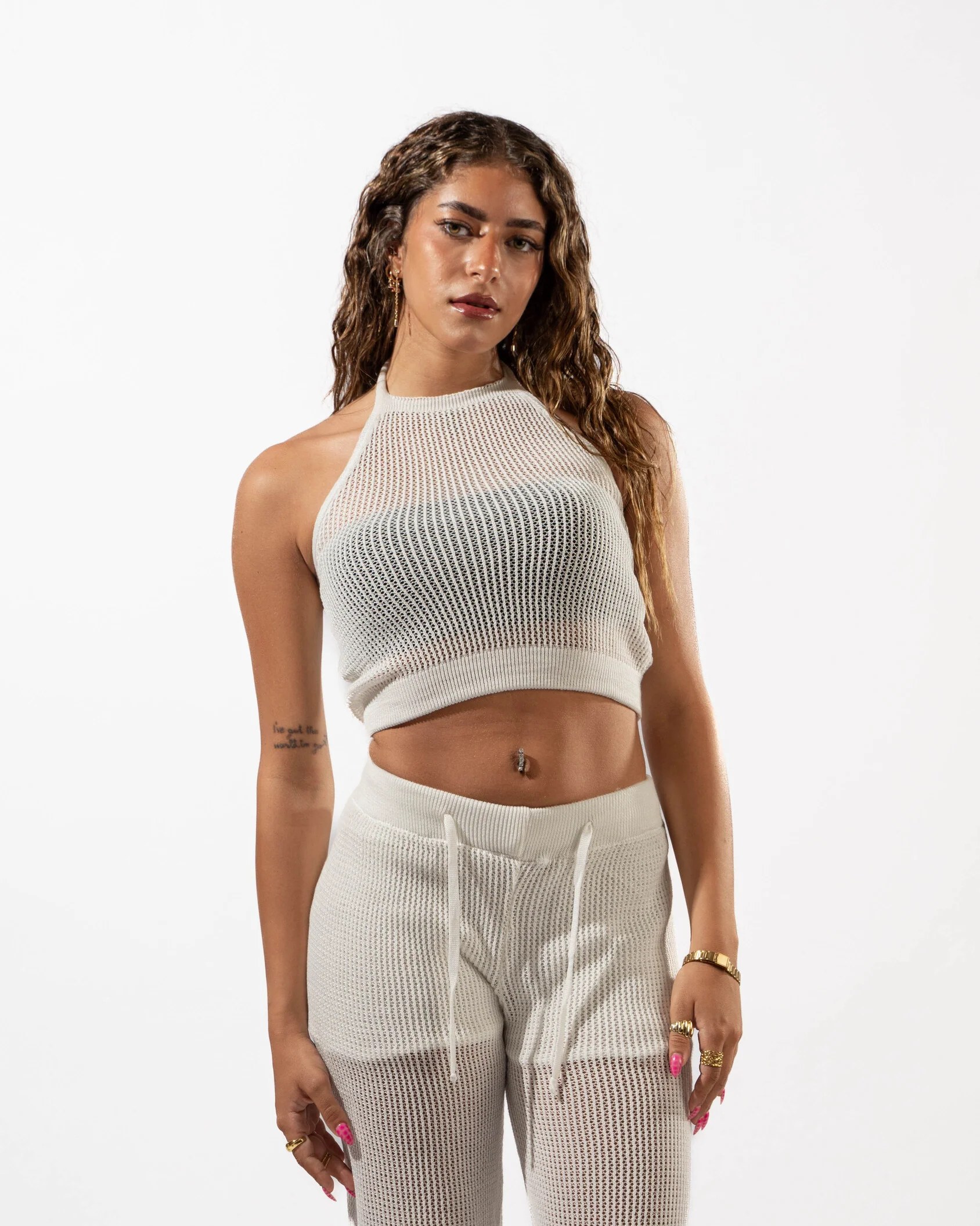 Knitted Crop Top in White