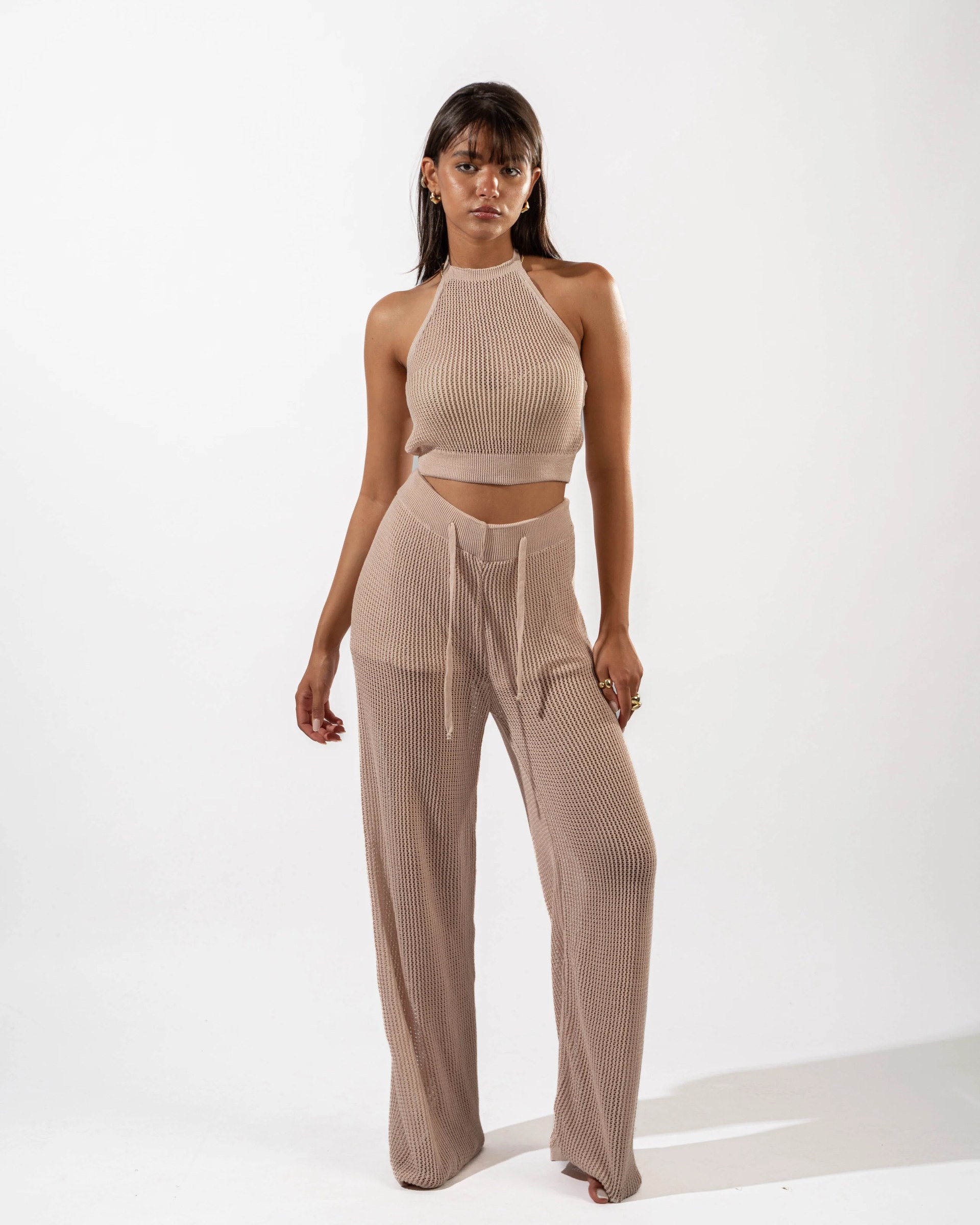 Knitted Pants in Beige