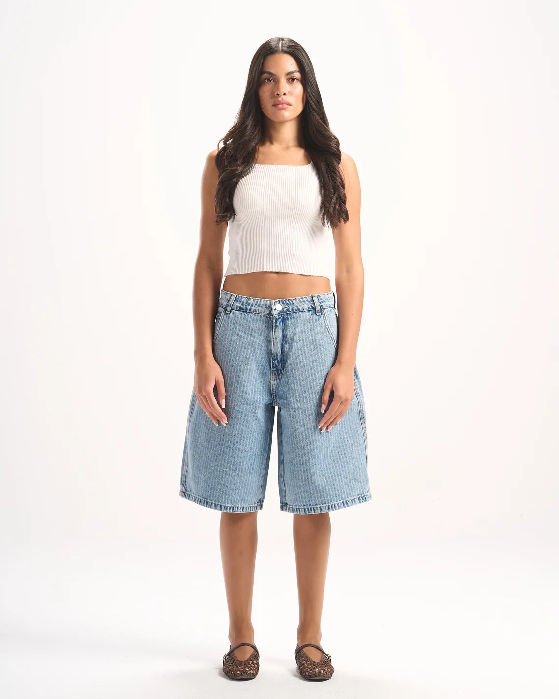 LIGHT BLUE STRIPED JORTS
