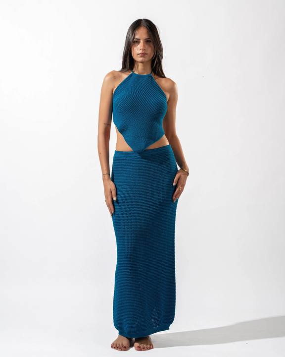 Knitted Skirt in Blue