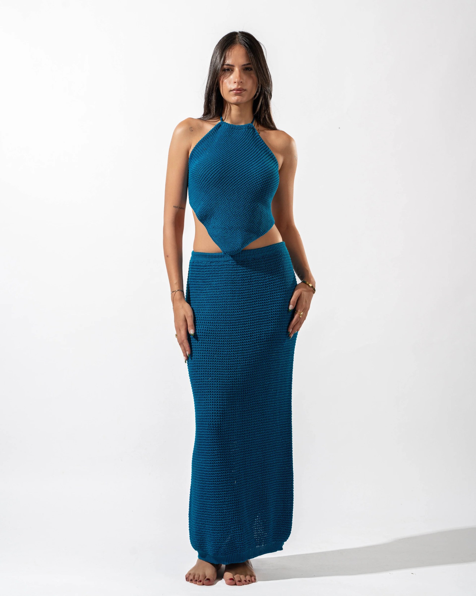 Knitted Skirt in Blue