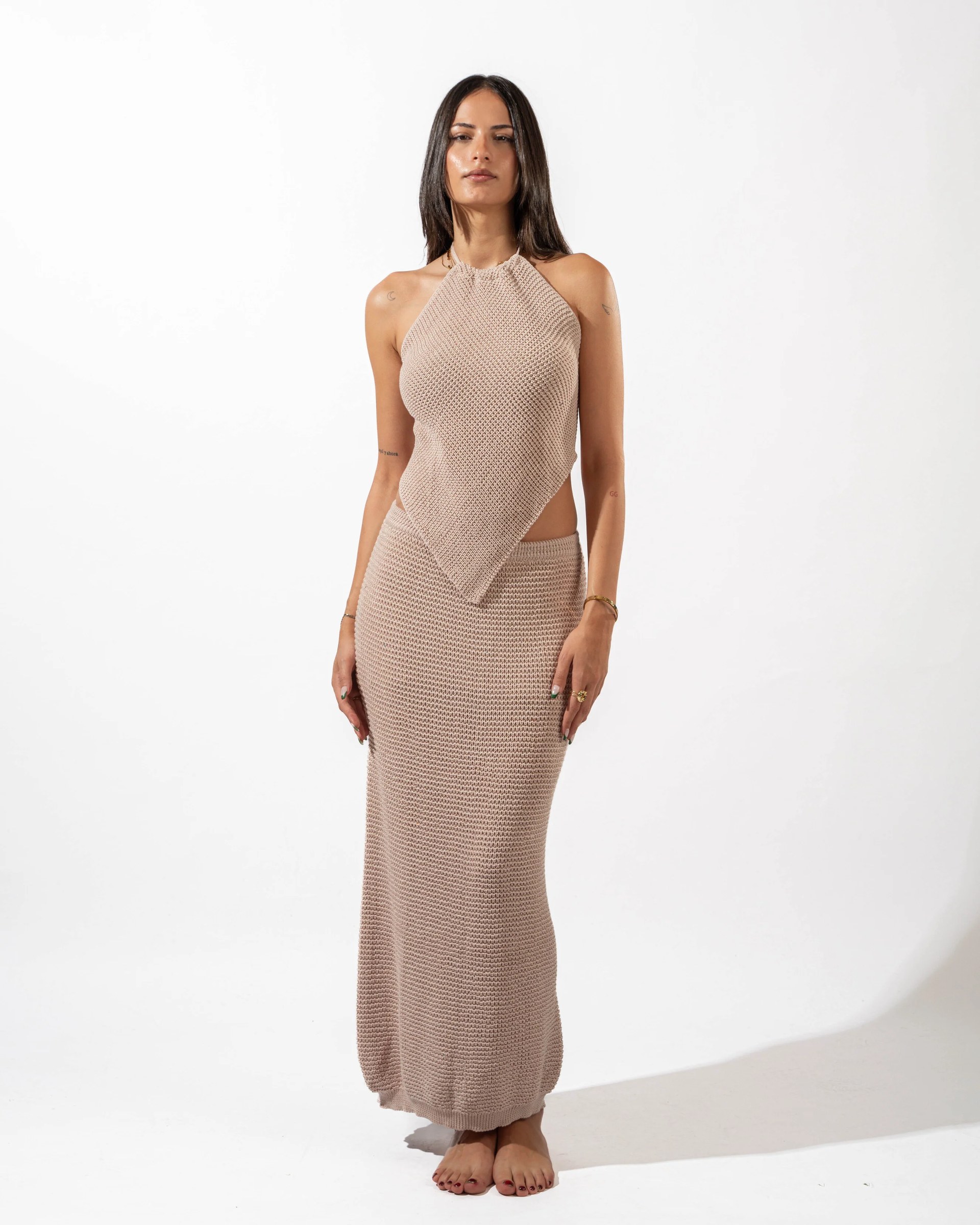 Knitted Skirt in Beige