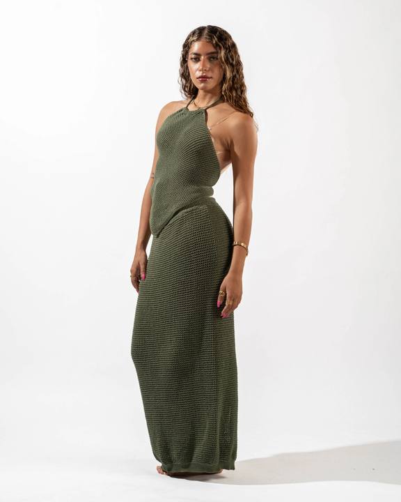 Knitted Skirt in Olive