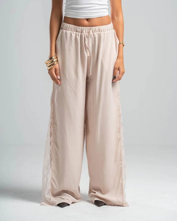 BEIGE LACE FLOW PANTS