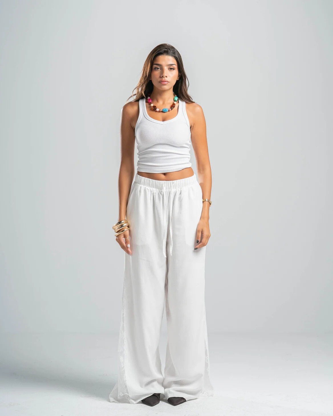 WHITE LACE FLOW PANTS