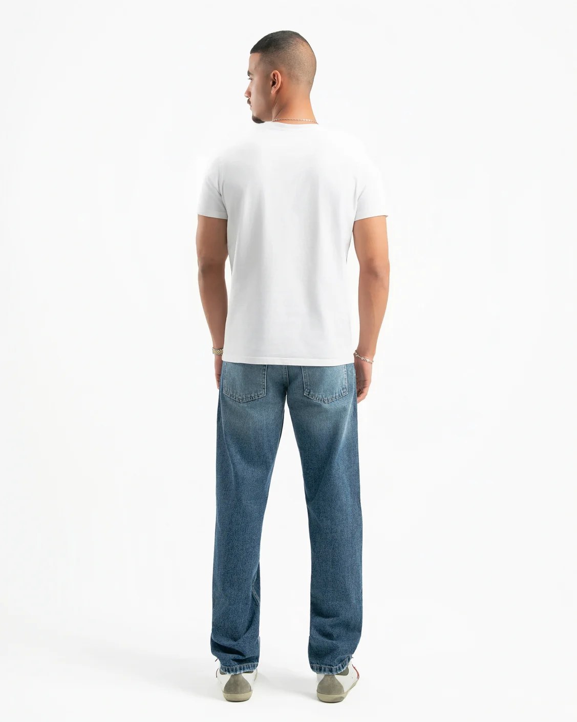 Mid Blue Men Straight Jeans
