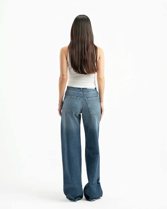 Mid Blue Women Straight Jeans