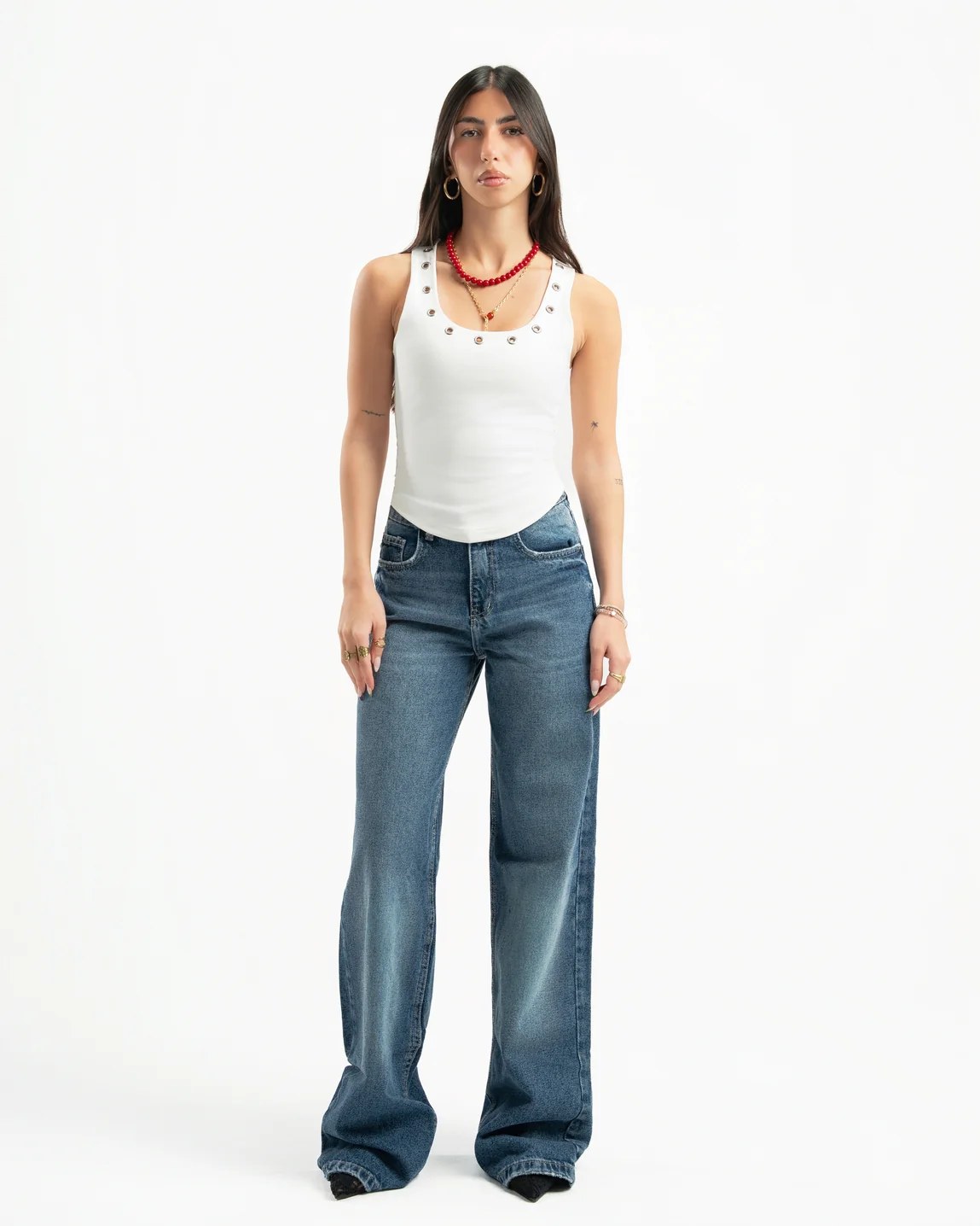 Mid Blue Women Straight Jeans
