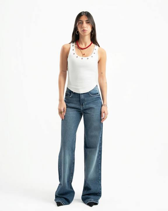 Mid Blue Women Straight Jeans