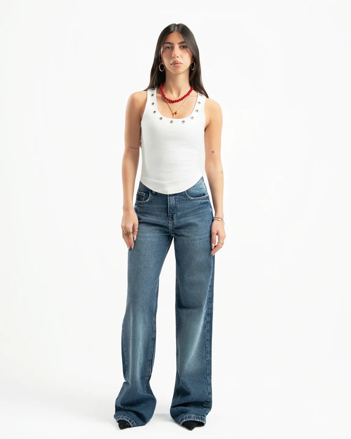 Mid Blue Women Straight Jeans