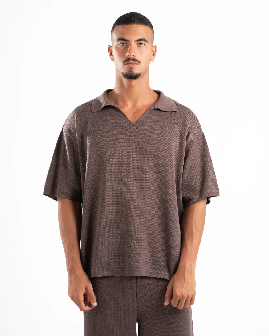 Brown Knit Polo