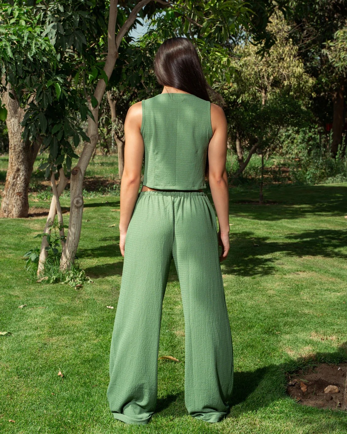 Olive Crinkle Pants