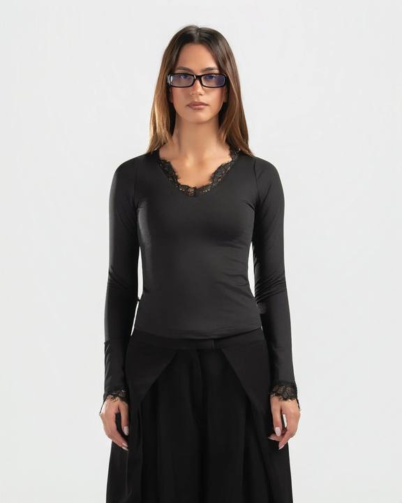 BLACK V LACE TOP