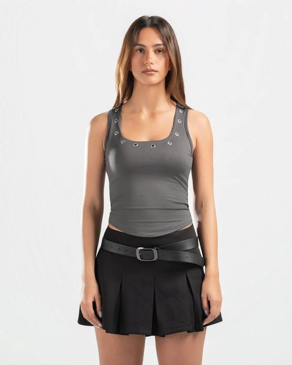 GREY STUDDED TANK TOP