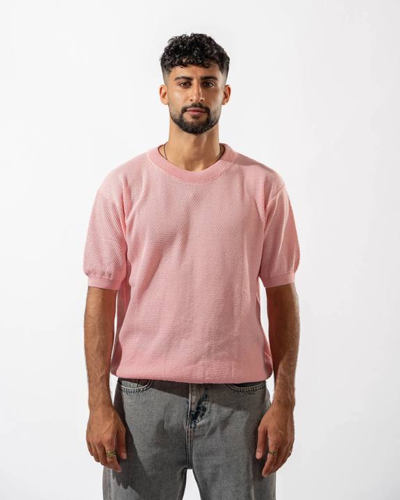 Dotted Knit Tee in Pink