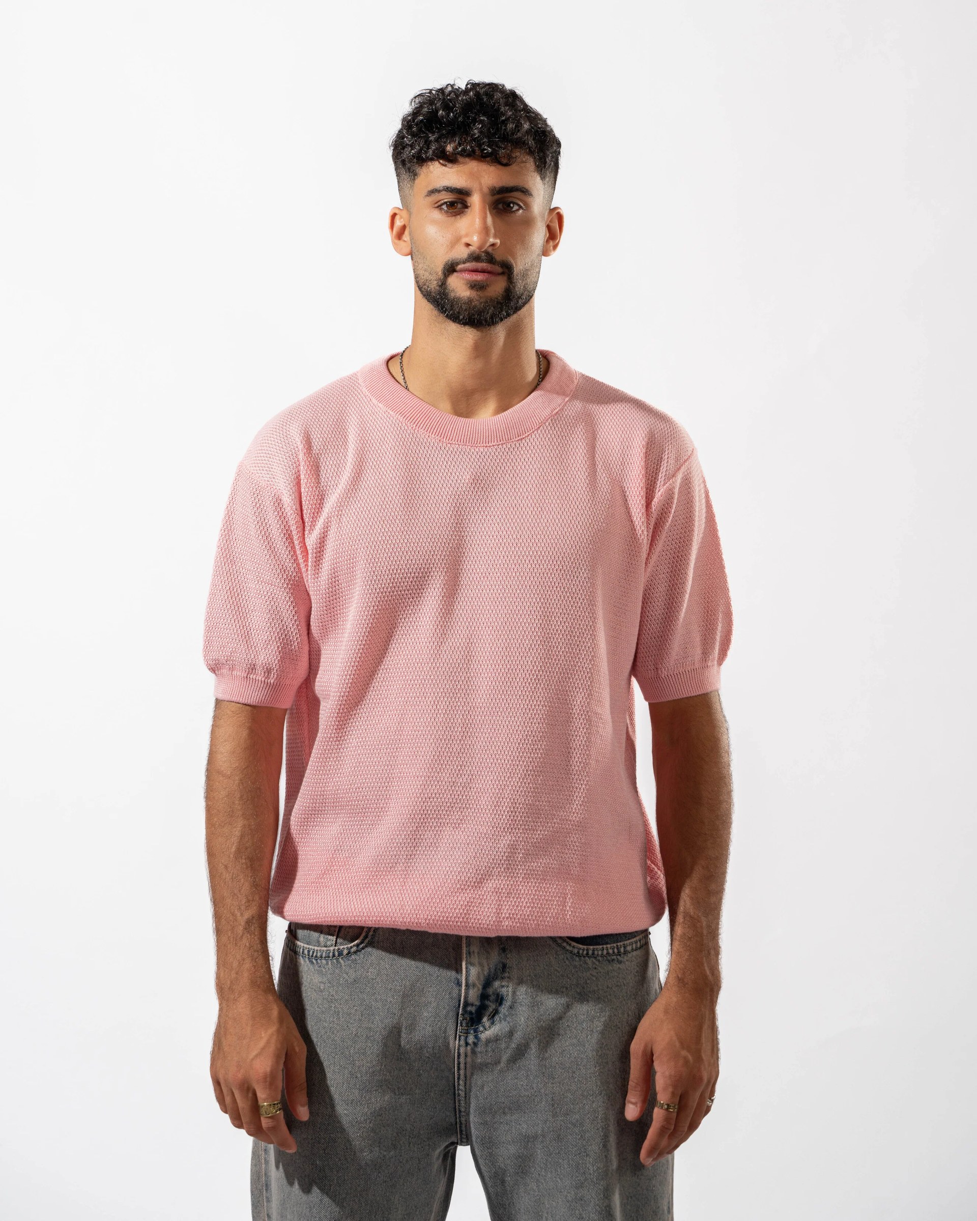 Dotted Knit Tee in Pink