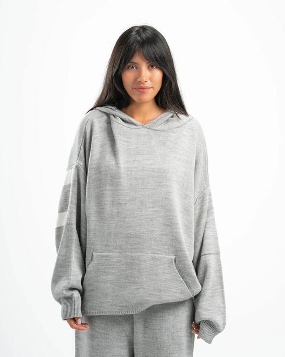 PSYCH GREY KNITTED HOODIE