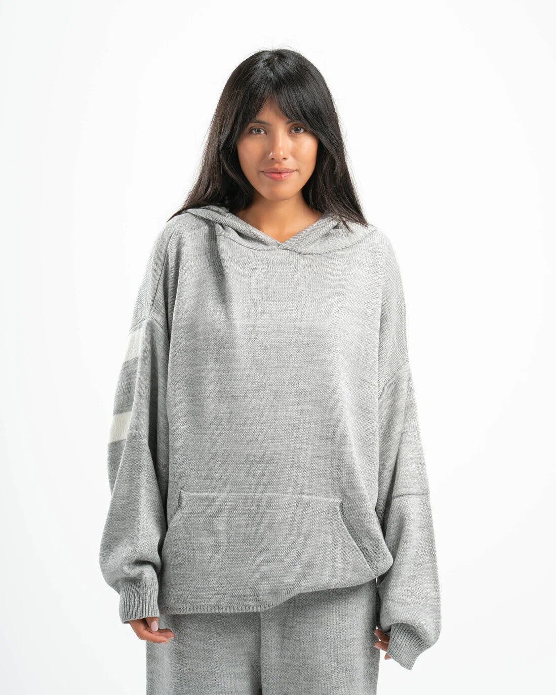 PSYCH GREY KNITTED HOODIE