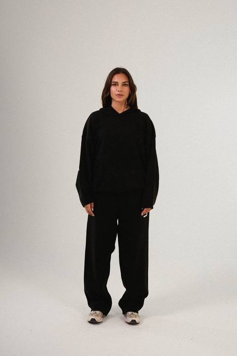 PSYCH BLACK KNITTED HOODIE