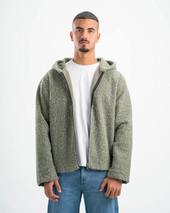 OLIVE MOHAIR JACKET