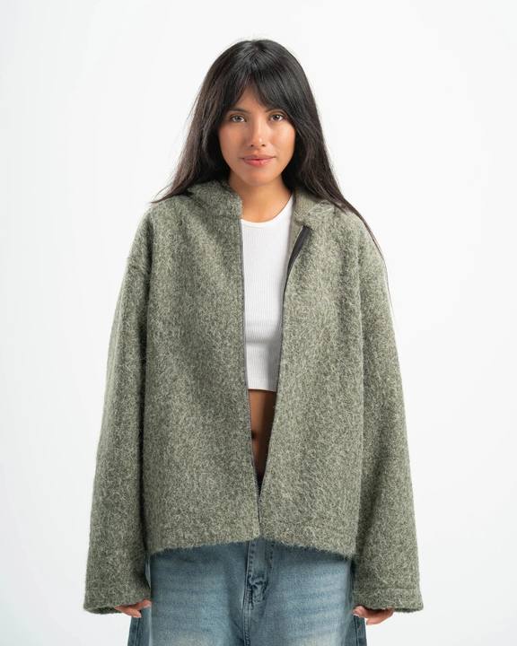 OLIVE MOHAIR JACKET