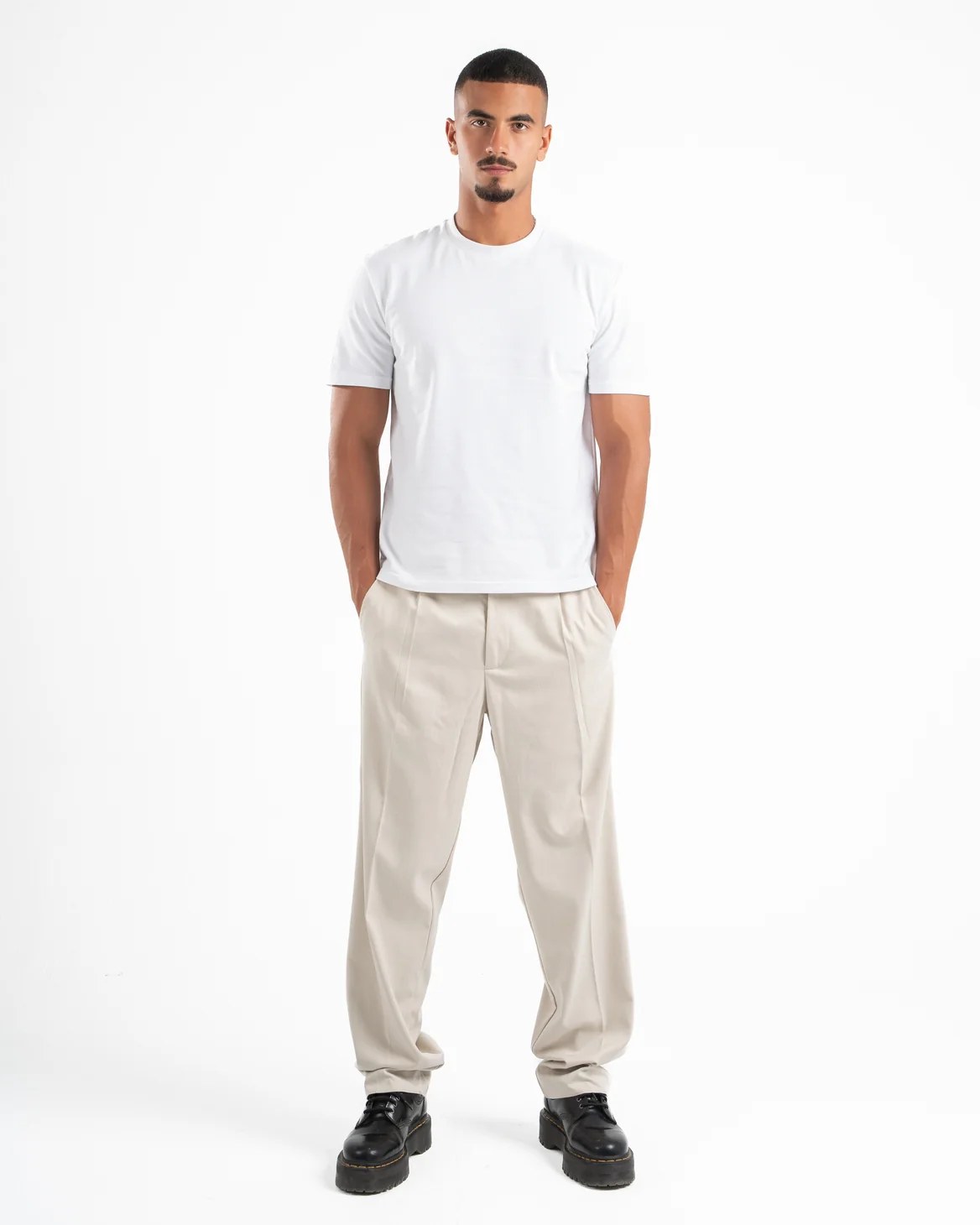 Classic Pleated Pants in Beige