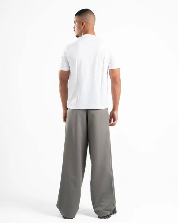 Grey Wide Leg Pleated Pants