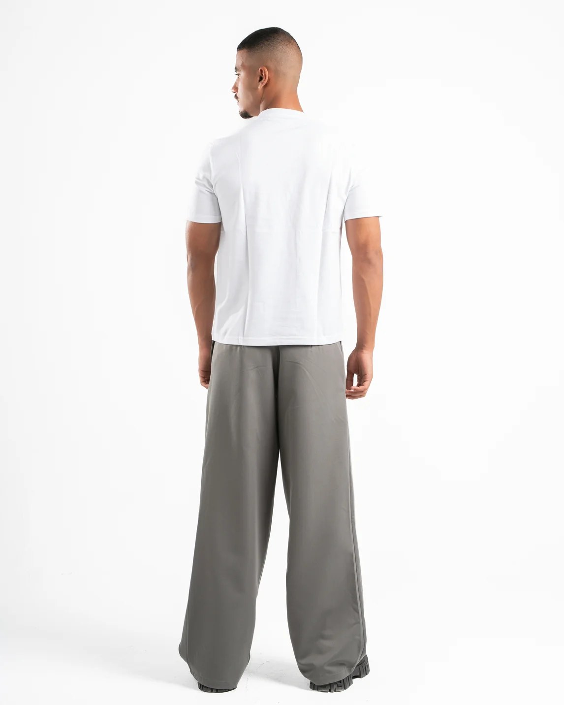 Grey Wide Leg Pleated Pants